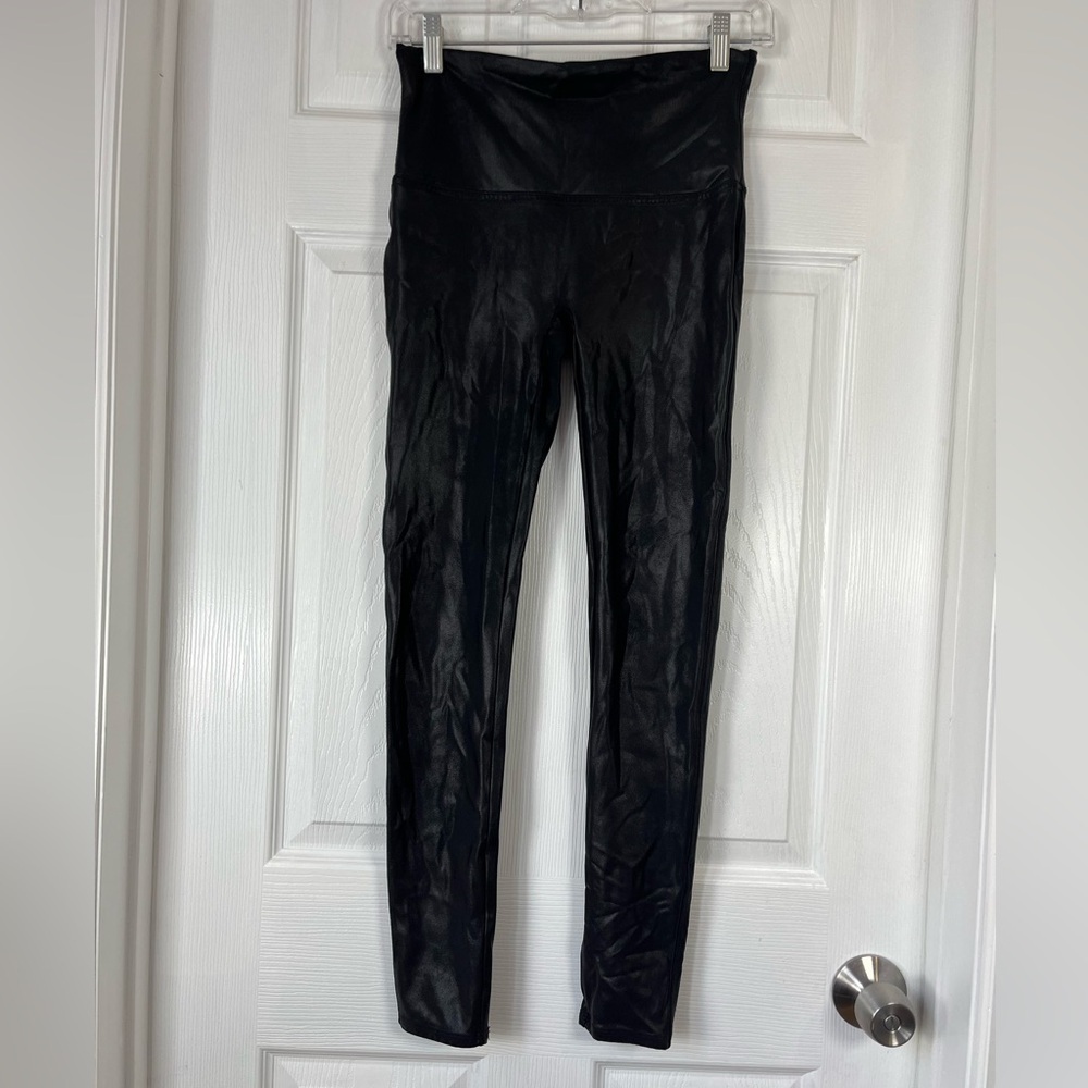 Spanx Black Faux Leather Leggings Large